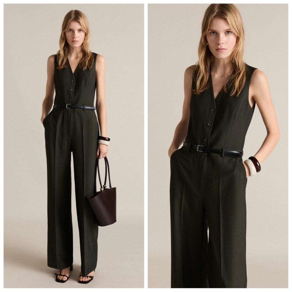 MANGO Pinstripe Jumpsuit